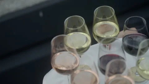 Waitress Carrying Filled Glasses Stock Footage 254365880