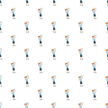 Waitress carrying tray seamless pattern background design Stock Illustration