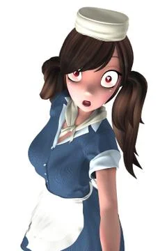 Waitress is in confusion Stock Illustration