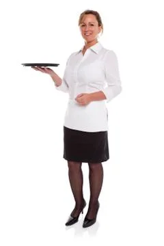 Waitress with empty tray Stock Photos