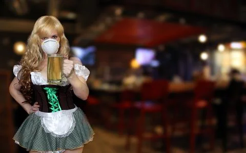 Waitress With Face Mask Stock Photos