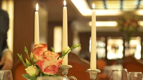 Waitress fix the flowers in the vase Stock Footage 71430555