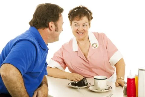 Waitress Flirting with Customer Stock Photos