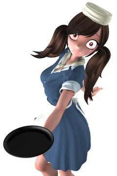 Waitress forgets order from her customer Stock Illustration