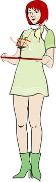 Waitress. Isolated white. On a white background the nice, harmonous waitress Stock Illustration