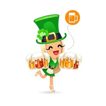 Waitress on the Patricks Day Party Stock Illustration