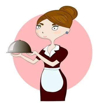 Waitress with a plate Illustrazione stock