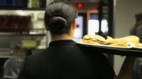 Waitress server 2 Stock Footage 12335449