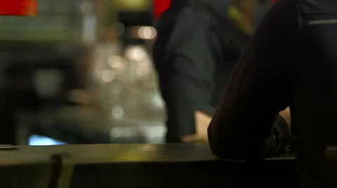Waitress serving beer at bar counter Stock Footage 61085446
