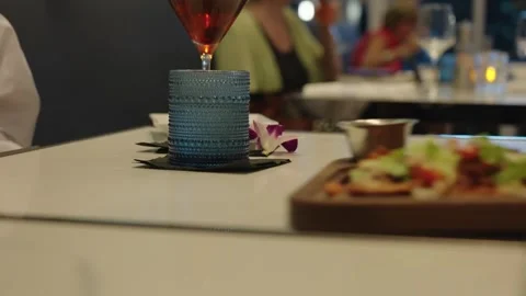 Waitress Serving Chalupa Appetizer at Upscale Hotel Restaurant | 4K Lifestyle Stock Footage 334834689