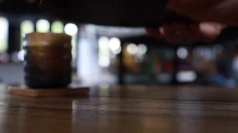 Waitress serving cheesecake in a cafe Stock Footage 126565294