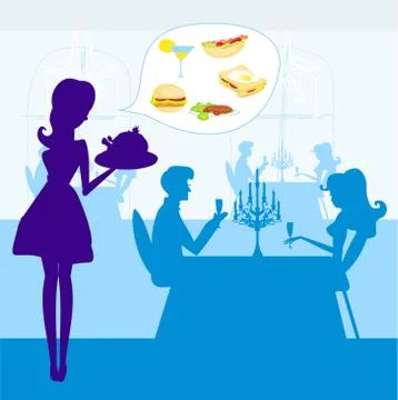 Waitress serving a chicken Stock Illustration