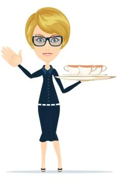 Waitress serving coffee or tea Stock Illustration
