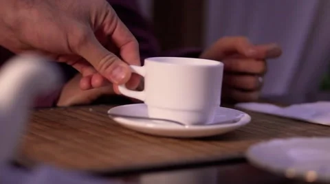 Waitress serving cup close up of hand 스톡 동영상 68393880