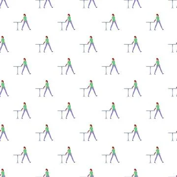 Waitress serving drink seamless repeating pattern illustration Stock Illustration