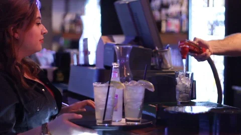 Waitress serving drinks Video stock 89983057