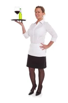 Waitress serving drinks Stock Photos