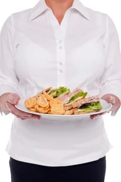 Waitress serving a sandwich Stock Photos
