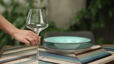 Waitress serving table with utensil Stock Footage 85510883