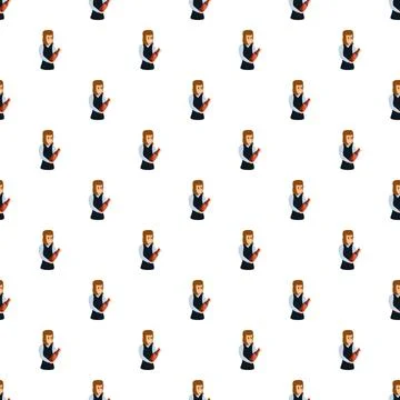 Waitress serving wine bottle seamless repeating pattern design Stock Illustration