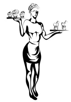 Waitress silhouette Stock Illustration