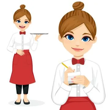 Waitress Taking Notes working Stock Illustration
