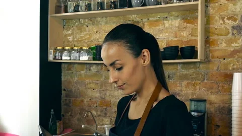 Waitress taking order and working with digital tablet. Stock Footage 94172288