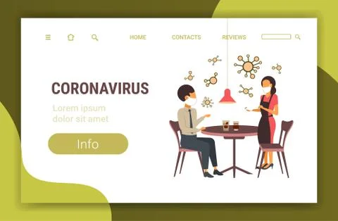 Waitress taking order from client in mask to prevent epidemic MERS-CoV floati 스톡 일러스트