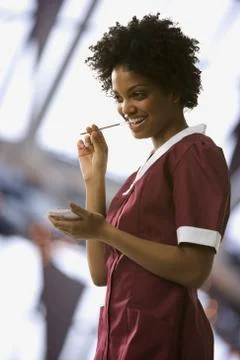 Waitress taking an order Foto stock