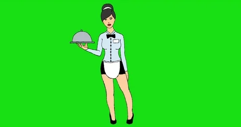 Waitress with Tray Stockbeeldmateriaal 95634647