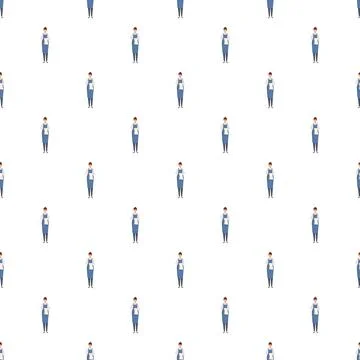 Waitress uniform seamless pattern repeating catering service staff Stock Illustration