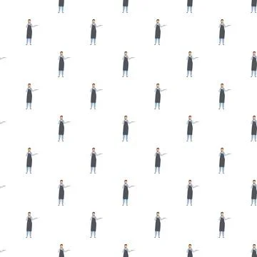 Waitress uniform seamless pattern showing food service worker Stock Illustration