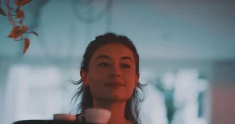 Waitress walking with a coffee Stock Footage 203582051