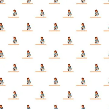 Waitress worker holding bottle seamless pattern background 스톡 일러스트