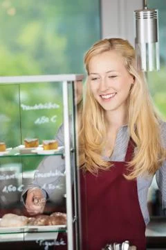 Waitress working in a cafe Stock Photos