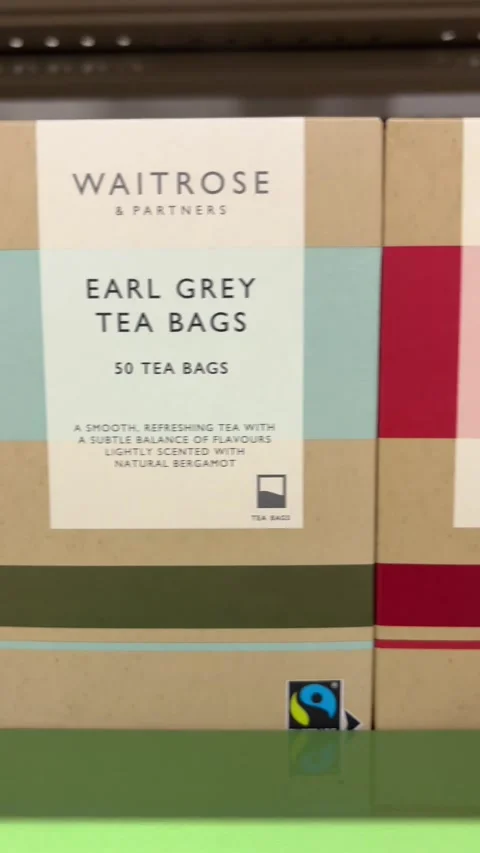 Waitrose chai and earl grey tea 스톡 동영상 329897339