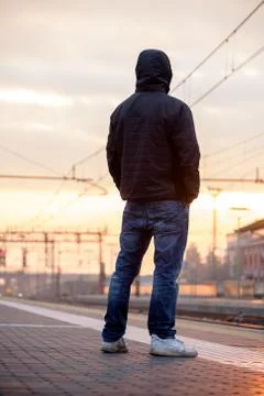 Waits for the train Stock Photos