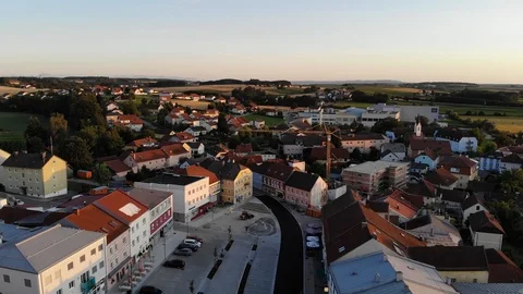Waizenkirchen Main Square, Upper Austria near Eferding/Linz Aerial Stock Footage 114951235