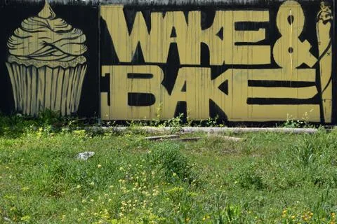 Wake and bake graffiti Stock Photos