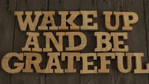 Wake up and be grateful, text words typography written with wooden letter, .. Video stock 231958081