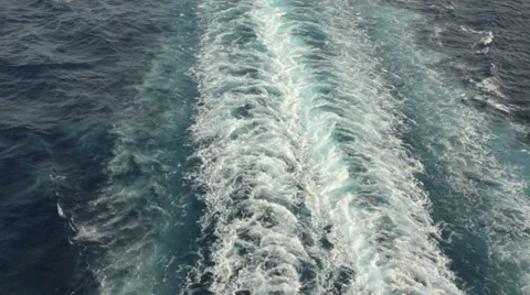 Wake and waves behind ship Stock Footage 37889461