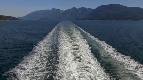 Wake Behind BC Ferry Departing Horseshoe Bay Stock Footage 42308064