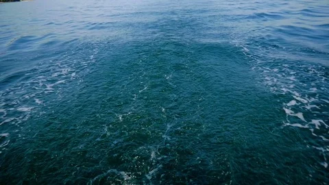 Wake behind big sailing boat in Adriatic sea in slow motion hd. Stock Footage 82565922