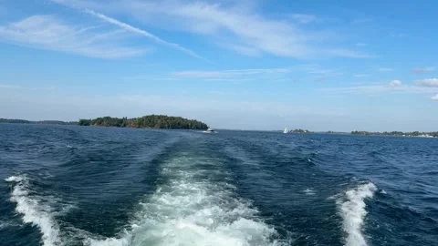 Wake behind a boat Stock Footage 296060221