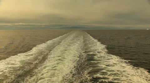 Wake behind a ferry Stock Footage 21788966