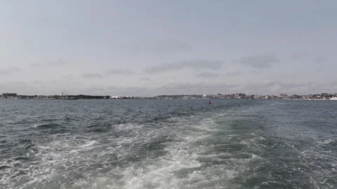 The wake behind a ferry in the ocean. Stock Footage 147983228