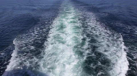 Wake Behind Ship at Sea Stock Footage 58719834