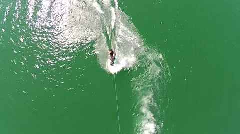 Wake board aerial start and surface 180 Video stock 43554151