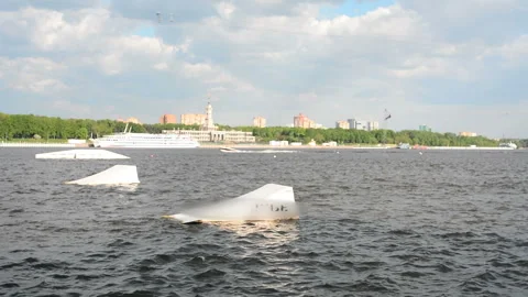 Wake board rider jumping on river waves. Extreme lifestyle. Man doing Stock-Footage 89818084
