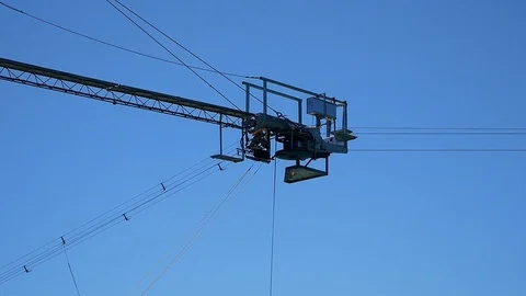 Wake board water ski mechanical pulley machine close up Stock Footage 101870004